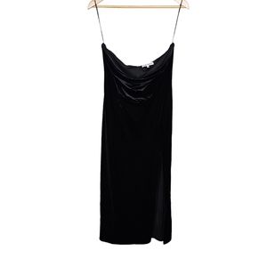 Reformation Camden Velvet Black Midi Dress Strapless Leg Slit Size Large
